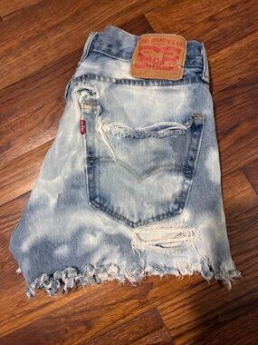 Levi's Light Blue Distressed Denim Jean Shorts